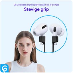 Magnetisch Oordopjes Koord - Ideaal voor Hardlopen of andere sport - Siliconen Strap voor Draadloze Oortjes - Geschikt voor AirPods 1, 2, 3, 4 & AirPods Pro 1 / Pro 2 / Pro 3 - Zwart — thumbnail 2