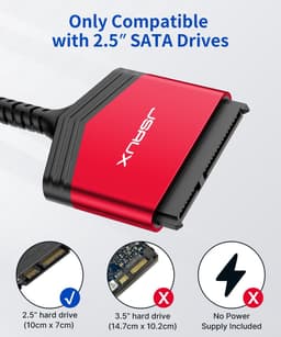 SATA naar USB Adapter - Externe Harde Schijf Kabel - Data Overzetten - Ondersteunt UASP Trim - 2.5 inch - Rood — thumbnail 3