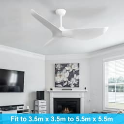 Plafondventilator met Afstandsbediening - Ventilator Woning - Verkoeling en Ventilatie - Stille DC Motor - 132 cm - Wit — thumbnail 2