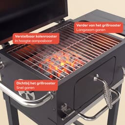 KitchenBrothers Houtskool BBQ Midi - Barbecue Houtskool - RVS Grillroosters - PFAS-Vrij - Met Aslade - 30x40 cm Grilloppervlak - Vaderdag Cadeau - Zwart — thumbnail 5