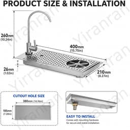 Tafelvaatwasser - Glazen spoeler - Snel glazen reinigen - Hoge druk sproeiers - 40 x 21 cm - Zilver — thumbnail 3