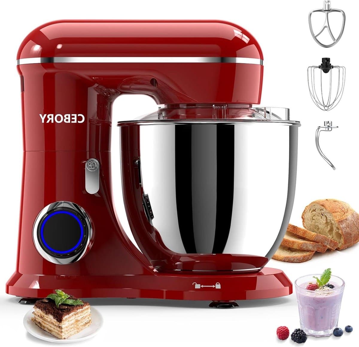 Keukenmixer - Standmixer Deegmixer - Bakken en Koken - 10 Snelheden - 6.5 Quarts - Rood — afbeelding 1