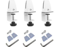 Set van 3 verwijderbare bureauschermclips van witte aluminiumlegering voor eenvoudige bevestiging en optimale bureauverdeling