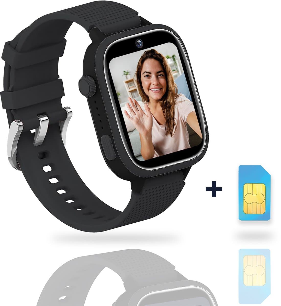 AngelTech Ultra GPS Horloge Kind Met Simkaart 4G – SOS knop – Smartwatch Kinderen – Whatsapp - HD Camera en Videobellen – Smartwatch Kind – GPS Tracker Kind – Smartwatch Kids - Elke polsmaat - Zwart — afbeelding 1