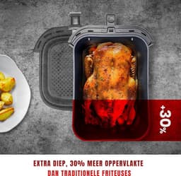 REN® Airfryer xl - Airfryer xxl - Heteluchtfriteuse - Zwart - 40cm x 23cm x 29cm — thumbnail 2