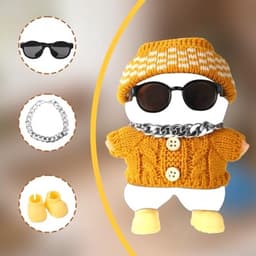 Poppenoutfitset, modieuze zonnebril, zilveren ketting en schattige gele schoenen, kledingaccessoires voor poppendecoratie en -display — thumbnail 3