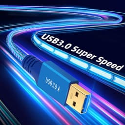 USB 3.0 Kabel - Micro USB Kabel - Externe Schijf Aansluiten - Gevlochten Bescherming - 60 cm - Blauw — thumbnail 2