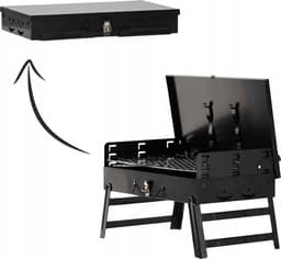 Opvouwbare toeristengrill/kampeer barbecue met vork en spatel, koffer 43x26,5x46,5 cm — thumbnail 3