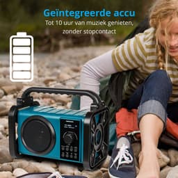MEDION E66877 DAB+ bouwplaatsradio (robuuste behuizing, spatwaterdicht (IP44), Bluetooth 5.0, PLL FM-radio, LED-werklamp, batterij- en netvoeding) blauw — thumbnail 4