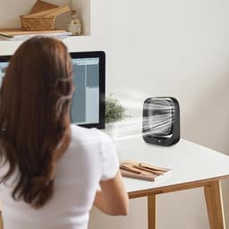 Mini Draagbare Tafelventilator - Stil en Lichtgewicht - Met LED Digitaal Display - 360° Verstelbaar - 3 Snelheden - Zwarte Circulatieventilator met Borstelloze Motor - Voor Kantoor, Thuis en Reis - USB — thumbnail 3