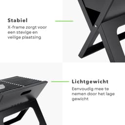 Cheqo® Draagbare Houtskoolbarbecue - Tafelbarbecue - Tafel BBQ Houtskool Barbecue Draagbaar - Camping BBQ - Staal — thumbnail 2
