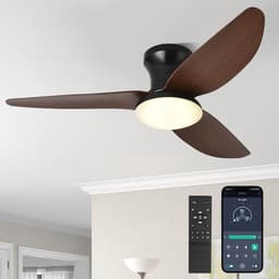 Rosnek Plafondventilator met Verlichting - 100 cm Diameter Smart Lamp met Afstandsbediening & App - 6 Windsnelheden, 3 Kleurtemperaturen - Plafond Ventilator Lamp met Timer, Landelijke Stijl voor Slaapkamer, Woonkamer & Terras — thumbnail 1