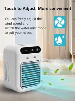 Mini airco - Kleine airco - 1800mAh Draagbare airconditioner - 25W oplaadbare persoonlijke mini airco - met dubbele sproeier en 2 snelheidsinstellingen - voor slaapkamer bureau kantoor en buitengebruik — thumbnail 2