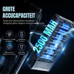 Kymo Steelstofzuiger Draadloos - 450W - 33kPa - Stofzuiger Zonder Zak - Draadloze Stofzuiger op Accu - Kruimeldief - Handstofzuiger - Snoerloze Stofzuiger - Voor Dierenharen - 62 Min Accu - HEPA Filter — thumbnail 4