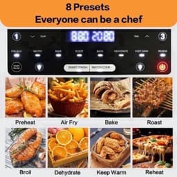 Heteluchtfriteuse – Airfryer - Airfryer Oven XXL - 12L - Dubbele Kookkamer Instelbaar - 2000W - 240V - 8 Voorgeprogrammeerde Programma's - LED Touchscreen - Kijkvenster - Zwart — thumbnail 3
