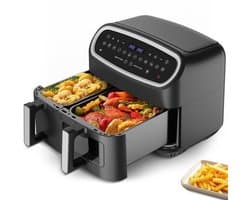 Heteluchtfriteuse Dubbele Zone - 10 Liter Capaciteit - 2000 W Vermogen - Plastic Behuizing - Voor Gezond Koken