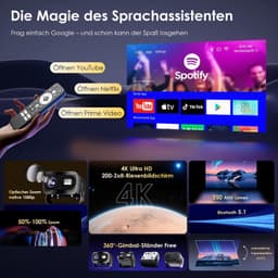 Mini Beamer 1000 ANSI Lumen - Full HD 1920 x 1080 Resolutie - LED Technologie - Wifi En Bluetooth - Draagbare Projector Voor Thuisbioscoop En Gaming — thumbnail 2