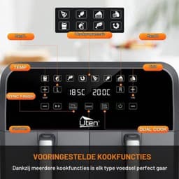 Heteluchtfriteuse Dual Zone - 1700 W Vermogen - 8 Liter Inhoud - ABS En Metaal - Voor Bakken En Drogen — thumbnail 5