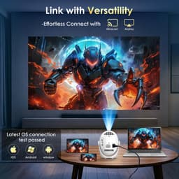 Mini Beamer Wit - Ingebouwde Apps - 4K Ondersteuning - LED Display - HDMI USB Wi-Fi Bluetooth - Voor Thuisbioscoop — thumbnail 2