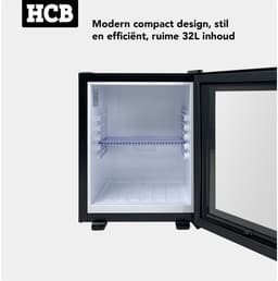 HCB® - Professionele Horeca Minibar koeling - 32L - Mini Koelkast met glazen deur - Kleine drankenkoelkast - D - Zwart - Flessenkoelkast - Bier koelkast - tafelmodel - 45.2x38.5x48.6 cm (DxBxH) - 11 kg - Frigo - 9967 — thumbnail 4