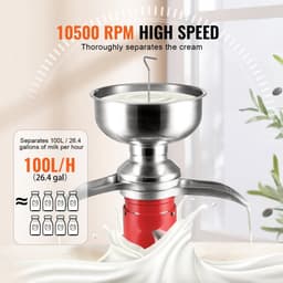 Elektrische melkseparator - Melkcentrifuge Roomseparator - Vermogen 30 W - Capaciteit 100 L/u - Snelheid 10.500 tpm - Materiaal RVS 304 - Multifunctioneel — thumbnail 3