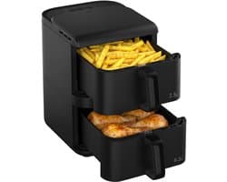 Heinner Dubbele Airfryer 10 L – Heteluchtfriteuse 2 Manden – 10 Programma’s – Smart & Dual Cooking – 2500 W – Digitale Bediening – Zwart