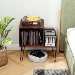 Platenspelermeubel - LP-kast - Platenspelerkast - Draaitafelstandaard - Platenspelerstandaard - Vintage Displayplank - Bruin — thumbnail 2