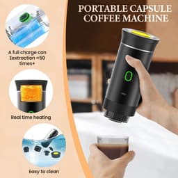 Draagbare reis espressomachine - 12V oplaadbare espressomachinemet voor kamperen en auto - Amerikaanse Italiaanse geconcentreerde elektrische kleine draadloze verwarming - Grijs — thumbnail 2