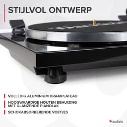 Platenspeler - Audizio Toledo premium platenspeler Bluetooth out - Stijlvol design - Zwart — thumbnail 4