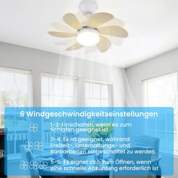 NETTLIFE Plafondventilator Met Verlichting - E27 - houtkleur - 6 Bladen Ventilator - met Afstandsbediening - 75cm - Timing Plafondlamp - Voor Woonkamer | Slaapkamer | Keuken | Eetkamer-excl. lichtbron — thumbnail 4