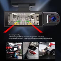 316 Inch HD-scherm Dashcamera met 360° Rotatielens voor en Achter Nachtzicht - Parkeerachteruitrijmonitor met Bewegingsdetectie en Lusopname — thumbnail 5