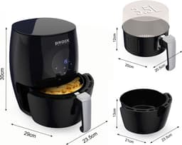 BROCK Digitale Airfryer 3.5L – 1200W Heteluchtfriteuse Zonder Olie – PFAS-vrij, Antiaanbaklaag & Touchscreen – Zwart — thumbnail 5