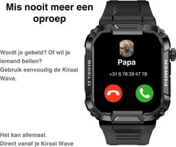 Kiraal Wave - Mannelijke Elegantie - Robuust Smartwatch Ontwerp - Android & iOS - Stijlvol Leger Groen Design — thumbnail 5