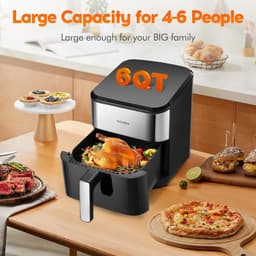Heteluchtfriteuse Oven - Airfryer Maaltijdkoker - Gezond Koken - 8-in-1 Multifunctioneel - 62 Liter - Zwart — thumbnail 2