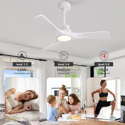COVREO Plafondventilator met verlichting 105 cm wit, hout 6 snelheden — thumbnail 3