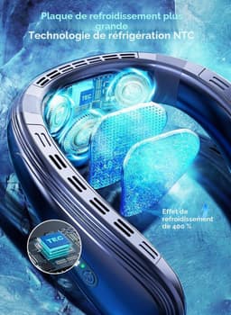 Draagbare nekairconditioner, 2-in-1 nekventilator, geschikt voor buiten/kantoor/reizen (donkerblauw, K019) — thumbnail 3