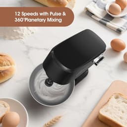 Keukenmachine 4,5 Liter – 300W Keukenmixer met 12 Snelheden & Pulsfunctie, RVS Mengkom, Deeghaak, Menghaak & Garde – Compacte Standmixer voor Brooddeeg, Cake en Room — thumbnail 2