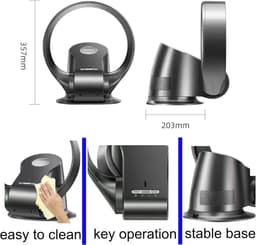 Bladloze Wandventilator - Tafelventilator - Thuis Koelen - 120° Verstelbaar - 26 Watt - Zwart — thumbnail 3
