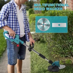 Elektrische Grasmaaier - Draadloze Trimmer - Tuinonderhoud - Borstelloze Motor - 23 cm Snijdiameter - Zwart — thumbnail 4