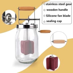 Boter Churner - Handmixer Room - Zelf Boter Maken - Roestvrijstalen Tandwielen - 1000/1500ML - Zilver — thumbnail 3
