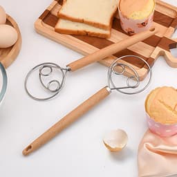 SnelShoppen - Danish Pasta Mixer, RVS Spiral Mixer met Houten Handvat, Duurzame Egg Broom, Keuken Gereedschap voor Perfecte Pasta, 1 Stuk — thumbnail 4