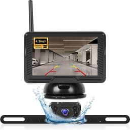 Draadloze achteruitrijcamera kit met 4,3 inch IPS achteruitkijkcameramonitor - Waterdichte IP69 nachtzicht achteruitrijcamera voor auto vrachtwagen camper aanhanger — thumbnail 1