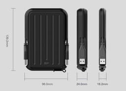 Externe HDD - Draagbare Opslag - Bestanden Opslaan - Robuuste Behuizing - 1TB - Zwart — thumbnail 2