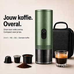Torngat NomadBrew Pro Draagbare Koffiemachine – 3-in-1 Zelfverwarmende Espressomachine 20 Bar – Koffiezetapparaat voor Onderweg, Auto, Camping & Camper – NS/DG-Capsules & Gemalen Koffie – 7800mAh – Warme Koffie Zonder Waterkoker – Groen – Reiskoffie — thumbnail 1