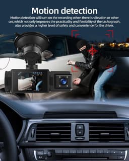 3-kanaals Dashcam - Full HD 1080p - 2 Inch Scherm - Wifi Verbinding - Voor Auto — thumbnail 2