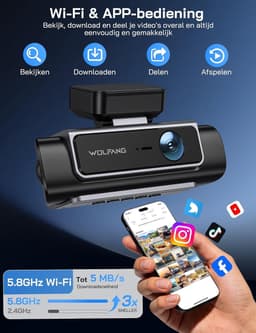 Dashcam voor auto - Zwart - 3,39 inch IPS scherm - 4-kanaals met nachtzicht en app-bediening - Voor personenauto's — thumbnail 4