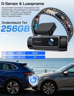 Dashcam voor auto - Zwart - 3,39 inch IPS scherm - 4-kanaals met nachtzicht en app-bediening - Voor personenauto's — thumbnail 5
