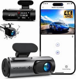 Dashcam voor auto - Zwart - 4K en Full HD - Dubbele Camera met Nachtzicht en WiFi - Voor Veilig Rijden — thumbnail 1