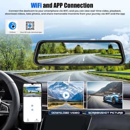 Dashcam voor auto - Zwart - 20 x 15 x 10 cm - Spiegel Dashcam met 9,66 inch IPS-touchscreen en Full HD 2K camera - Voor veilig rijden — thumbnail 4