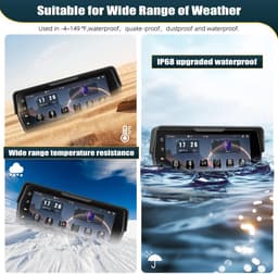 SnelShoppen - Motorfiets Dashcam met Dubbelfunctie, 6.86'' HD Touchscreen, IP68 Waterdicht, Bluetooth & WiFi, Carplay en Android Auto, Voor Voor- en A — thumbnail 2